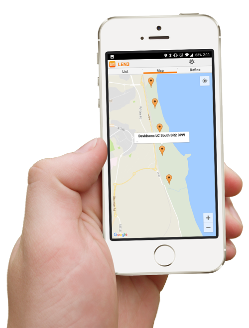 Hand holding smartphone showing access points app map view